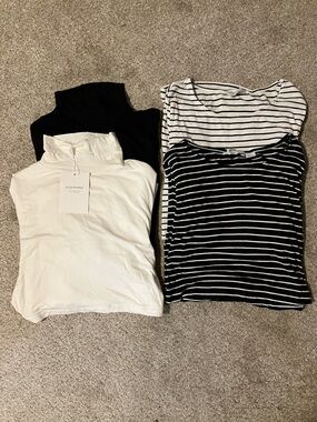 Bundle of Seraphine Nursing Tops Black and White Long Sleeve Size M